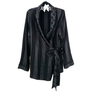 Victoria secret black kimono dot robe XS S